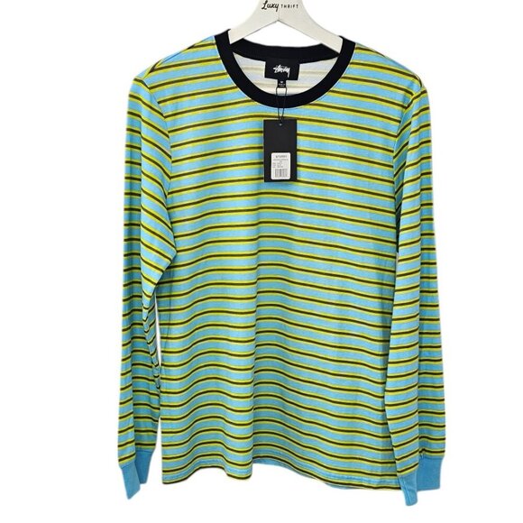 Stussy Womens Striped Long Sleeve T-Shirt, Cotton, Crew Neck, Streetwear, Size M - Picture 1 of 7